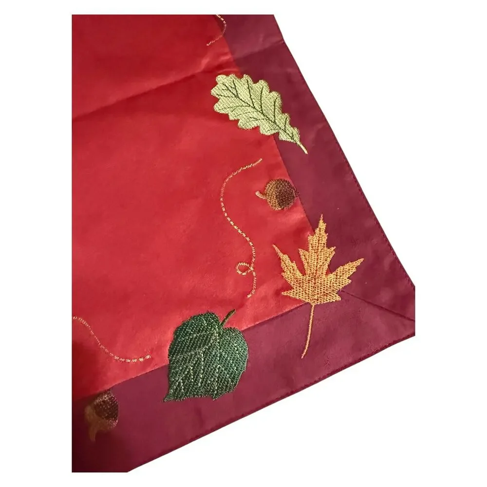 Thanksgiving Decor Table Runner Country Home Falling Leaves Lined 13x36 NWT